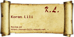 Koren Lili névjegykártya